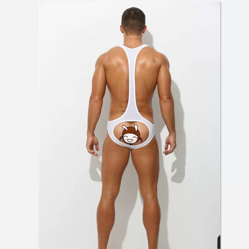 Men's jumpsuit, camisole, back hole, body pants, high elasticity, tight underwear, performance, sexy, breathable, and charming men