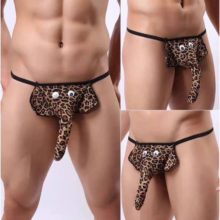 Men's QQ sexy leopard print Tintin underwear with three in one thread, men's double in hot elephant style underwear